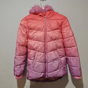 Juicy Couture Ombre Puffer Winter Coat Girl's Large 14 Y2K Pink Purple - Picture 1 of 9