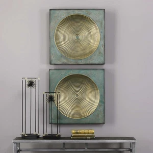 Decoración de pared esmaltada pátina dorada antigua de hierro envejecido Uttermost 4106 Sybil - JUEGO DE 2 - Imagen 1 de 5
