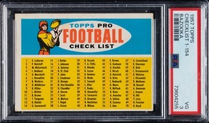 ? 1957 Topps Football Bazooka Checklist PSA VG 3 FB