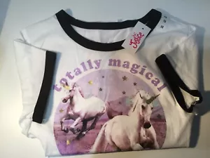 T-shirt manica corta unicorno Justice taglia 12 "Totally Magical" nuova con etichetta - Foto 1 di 5