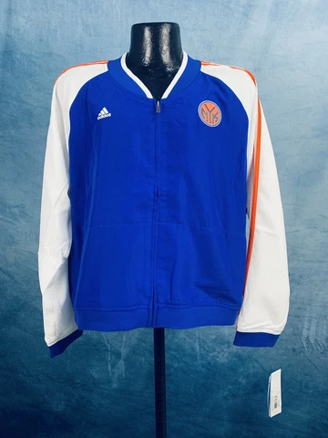 Women's New York Knicks Adidas Blue & White On Court Full Zip Jacket  NWT XL Cover
