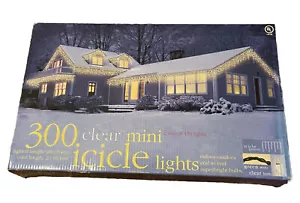 NEW 300 Mini Icicle Style Indoor Outdoor End To End Super Bright Clear Light 18’ - Picture 1 of 8