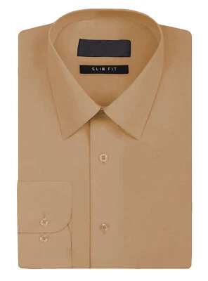 Camisa de vestir Omega Italia premium ajustada con botones manga larga color liso para hombre Foto 1 de 2