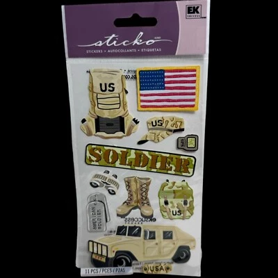 Pegatinas Sticko EE. UU. Álbum de recortes bandera de soldado camuflaje etiqueta de perro EK éxito SPUPGR11 Foto 1 de 3