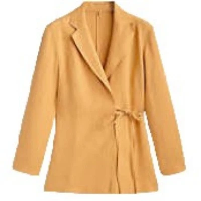 NUEVO MASSIMO DUTTI Mezcla de Cáñamo Kimono Traje Blazer en Amarillo Mostaza MUJER MEDIANO Foto 1 de 4
