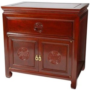 Oriental Furniture Bedside Orange End Table - Picture 1 of 4
