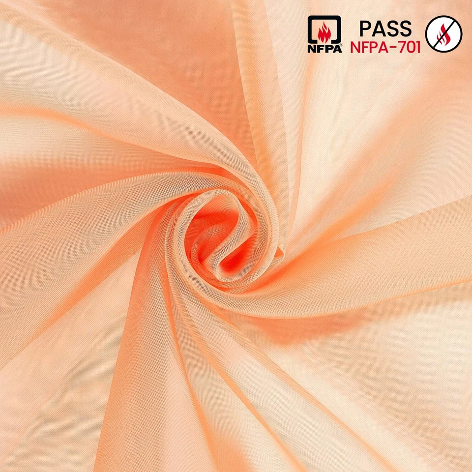 Voile Fabric Sheer Extra Wide 118 Inch Fire Retardant Polyester By The Yard - Image 1 of 1