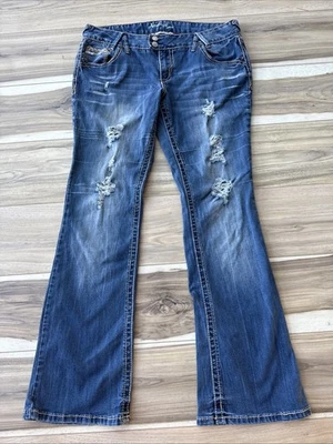 Amethyst Jeans Women's Size 13 Boot Cut Embellished Distressed stretch Denim - Image 1 of 4