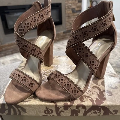 Limelight Katarina серо-коричневый высоких каблуках - женский размер 7,5 блок каблук новый в коробке - Изображение 1 из 4