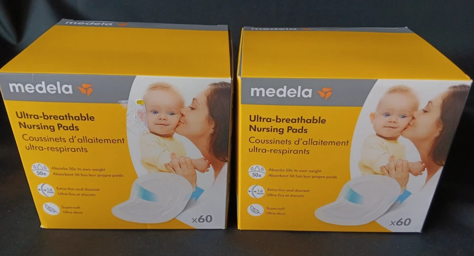 Almohadillas de lactancia ultra transpirables Medela | Alivio del dolor - Lote de 120 respiradores ultra Foto 1 de 1