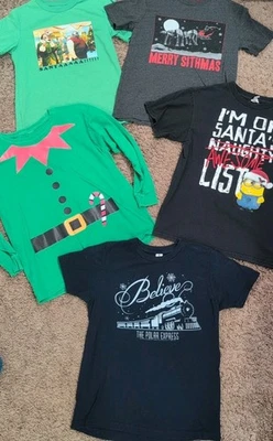 Boys Christmas Lot Buddy The Elf Darth Vader Minions Polar Express Elf LS Medium - Image 1 of 4