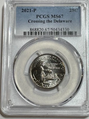 2021 P  PCGS MS67 Washington Crossing the Delaware Quarter - Image 1 of 2