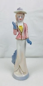 Vintage Figurine Art Deco 1920's Porcelain Lady Woman in Fancy Dress w/Hat 8” - Picture 1 of 10