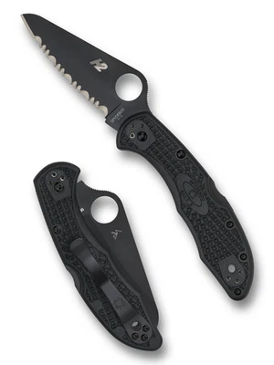 Spyderco Knives Salt 2 Lockback Black FRN Serrated H2 Stainless C88SBBK2 - Image 1 of 4