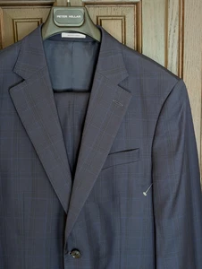 PETER MILLAR Flynn Classic Fit 100% Wool Suit, Blue Plaid, Size 40 R NWOT - Picture 1 of 9