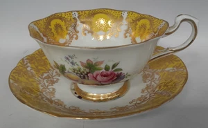 Vintage Paragon Bone China Teetasse & Untertasse weiß & gold mit Blumenmuster A5 G98 - Bild 1 von 20