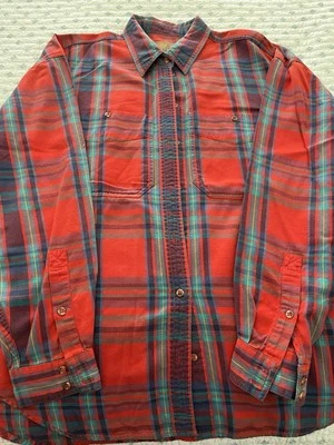 Liz Wear red and blue multicolored plaid women’s top button-down long sleeve - Image 1 of 4