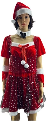 Mujeres Top Corto Falda Conjunto Sombrero Pom Pom Sexy Papá Noel. Nuevo con Etiquetas Mediano Foto 1 de 4