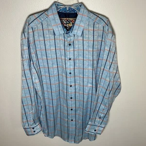 Robert Graham Button Shirt Men XXL Abstract Floral Pattern Flip Cuff - Picture 1 of 13