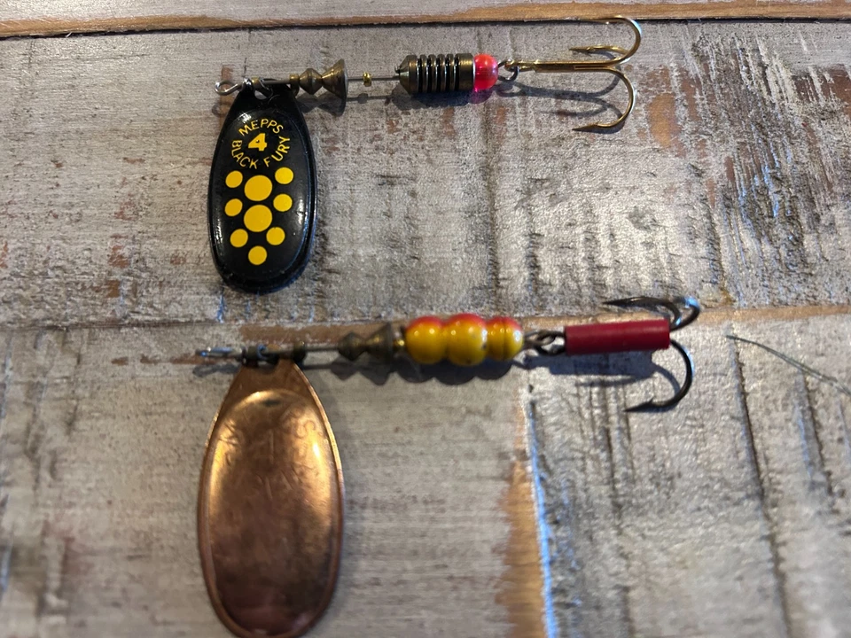 Lote Juego de 2 Señuelos Giratorios Mepps Aglia #4 De Colección Spinners Trucha Bajo Envío Gratis Foto 1 de 1