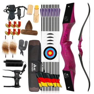 60" arco curvo flechas set derribo tiro con arco tiro objetivo pesca arco de caza - Imagen 1 de 14