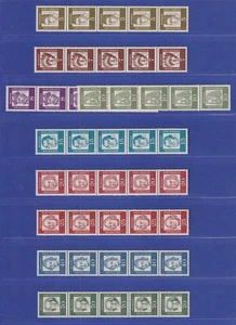 Berlin: 1961 Bedeutende Deutsche 9 Werte je 5er-Streifen mit Zählnummer ** - Bild 1 von 2