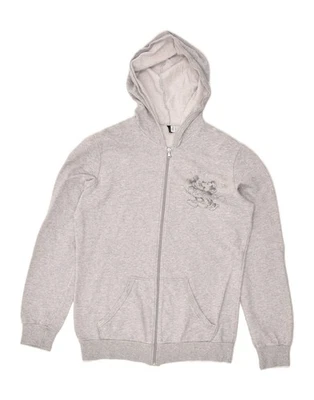 BENETTON Womens Zip Hoodie Sweater UK 16 Large Grey Cotton ZS18 - Image 1 of 4