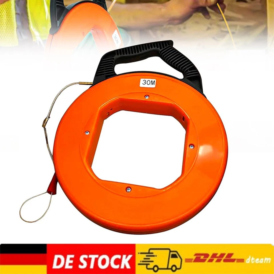 CFRIATO 30M Fiberglas Kabel Einziehhilfe Kit Einziehband Einziehspirale Einziehdraht DHL