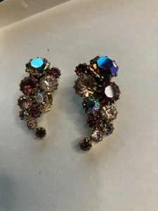 Exquisite Karu Arke Aurora Borealis Strass Ohrclips gebraucht Vintage - Bild 1 von 6