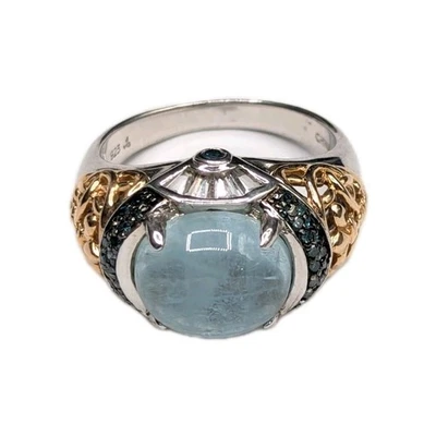 Anillo Victoria Wieck Plata de Ley Aguamarina Azul Diamante Topacio Talla 9  Foto 1 de 4