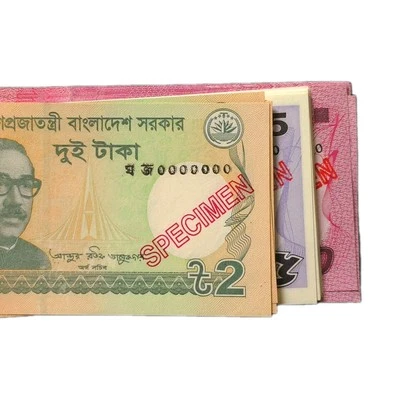Bangladeh Specimen Banknote Set 2 Taka 5 Taka & 10 Taka (2018 & 2022) UNC 3 Pcs - Image 1 of 4