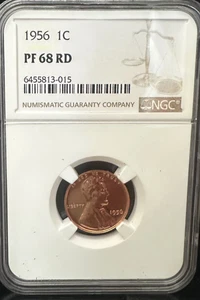 1956 Proof Lincoln Wheat Cent NGC PF 68 RD - Picture 1 of 2
