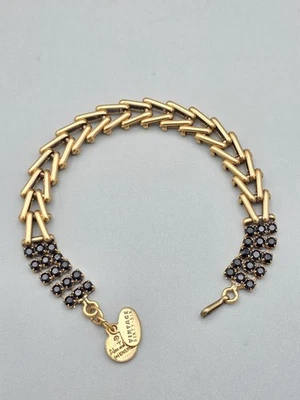 ALEX and ANI Spark of Revelry Gold-Tone Jet Flapper Bracelet Black Rhinestones - Image 1 of 4