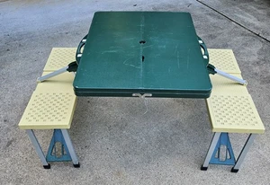 Folding Suitcase Picnic Table & Chair | Green & Yellow | Camping Play Time - Picture 1 of 12