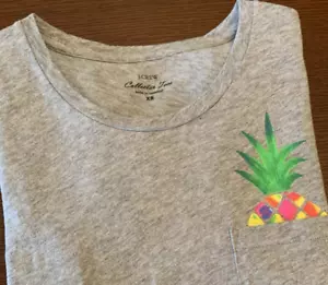 Women's J Crew Collector Tees T Shirt Top Gray Pineapple Pocket Size XS Summer - Picture 1 of 6
