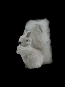 Vintage weiße Eichhörnchen Borsten Figur 7" groß Winter Weihnachten Dekoration - Bild 1 von 10
