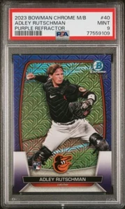 2023 Bowman Chrome Mega Box Adley Rutschman Purple Refractor PSA 9 Mint 138/250 - Picture 1 of 2