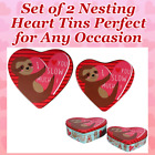 2 Valentine Tins! HEART SHAPED~Nesting! "I Heart U SLOW MUCH" Sloth