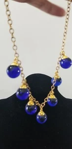 Juego de luces de collar de mármol azul cobalto vintage artesanal de 18" - Imagen 1 de 10