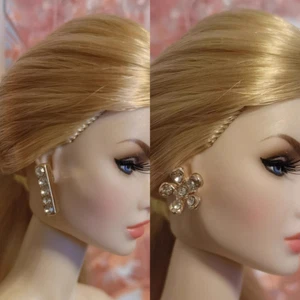 2Pairs Flowers Diamond Earrings Fashion 1/6 Scale Doll Zrcon Jewelry 11.5" inch - Picture 1 of 3