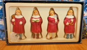 Vintage Chor Sänger Ornamente 4er Set Porzellan in Original Box 2,25 cm groß - Bild 1 von 5