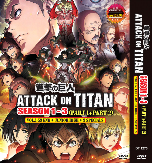 Dvd Attack On Titan Legendado Shingeki No Kyojin Temp 1 2 3