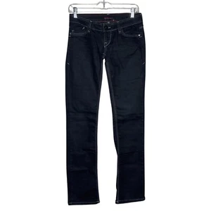 Guess Jeans Womens 6 28" Black White Stitching Barbara Straight Leg Premium - Picture 1 of 9