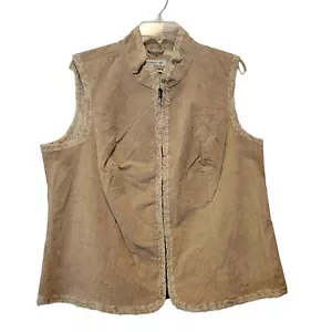 NWT Coldwater Creek Size 1X Women's Leather Lace and Knit Tan Vest NEW READ DESC - Picture 1 of 12