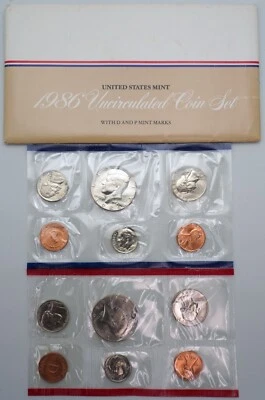 1986 - P&D Uncirculated US Mint Coin Set in OGP - Image 1 of 2