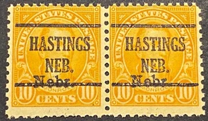 US POSTAGE STAMP #679 PAIR PRE-CANCELLED-HASTINGS NEBRASKA-MINT OG NH (2 STAMPS) - Picture 1 of 6