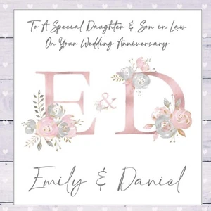 Tarjeta de aniversario de boda personalizada - hija yerno, pareja, mamá y papá - Imagen 1 de 1