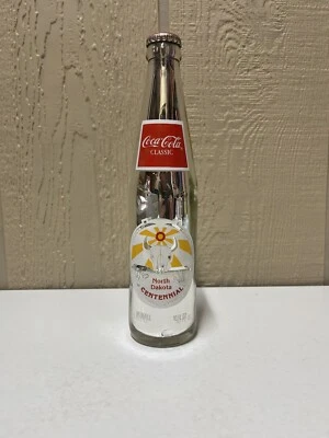 Botella de Coca Cola cromada plateada Dakota del Norte 10 oz de alto #3 Foto 1 de 4