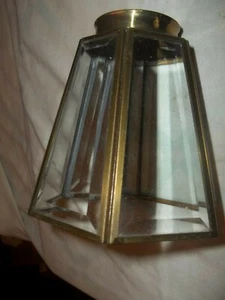 Vintage Light Shade Clear Beveled Glass with Brass 6 sided 5 " #22 - Picture 1 of 7