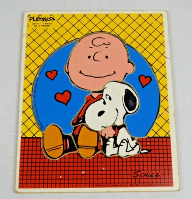 Rompecabezas de madera vintage Peanuts 1958 Peanuts Be A Friend Charlie Brown Snoopy Foto 1 de 4